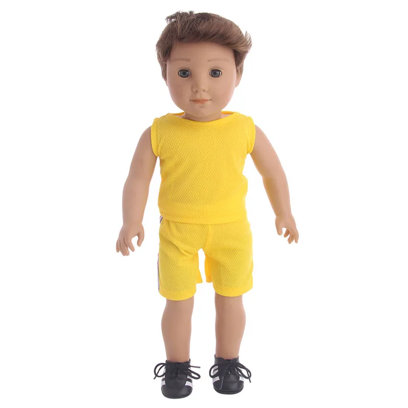 

ZWSISU Fashion Fade Summer yellow Suit Fits 18 Inch & Boy Dolls Logan Doll Outfits for Chrid Summer Gift