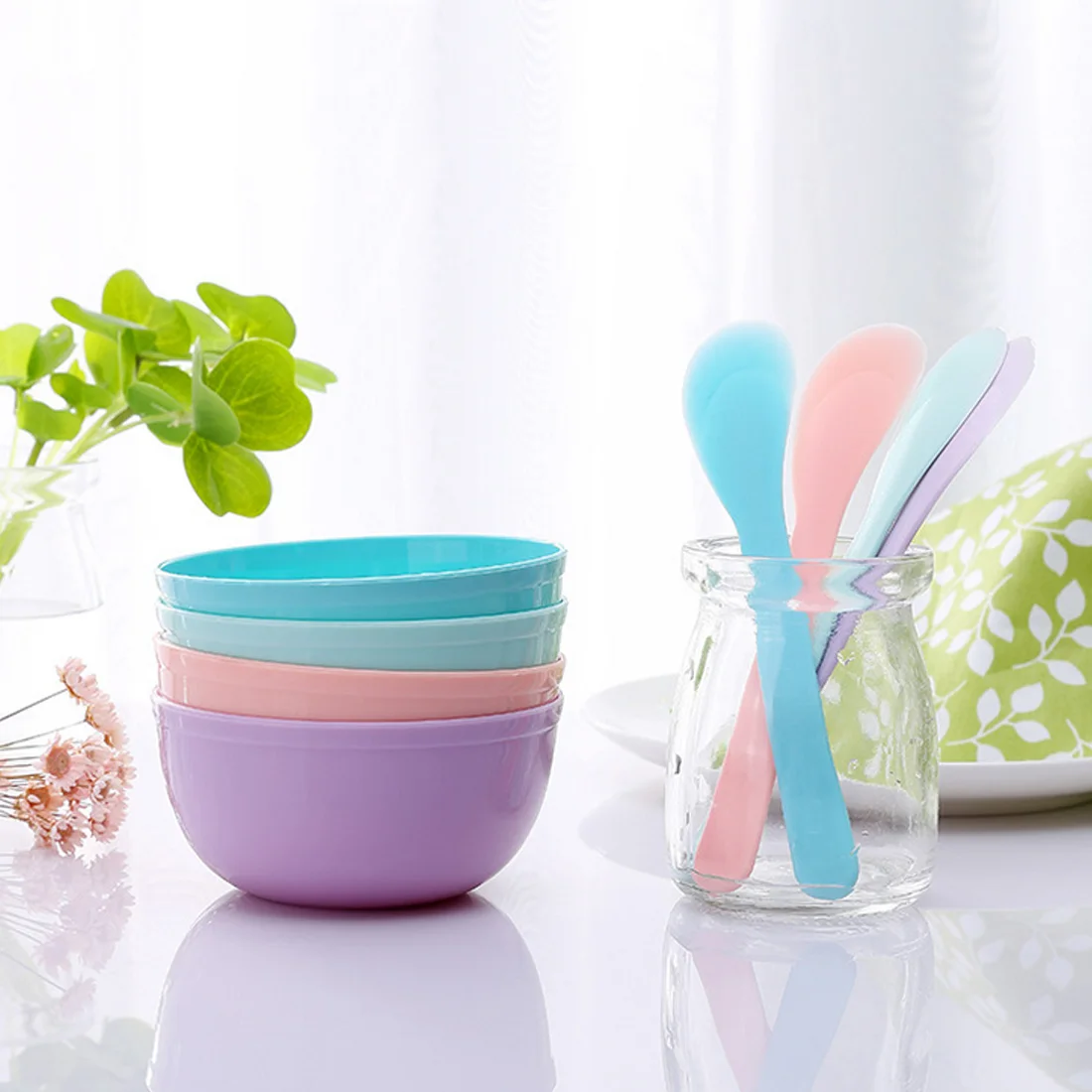

DIY Plastic Film Bowl with Mask Spoon Stick Set Random Color Face Mask Bowl Homemade Makeup Beauty