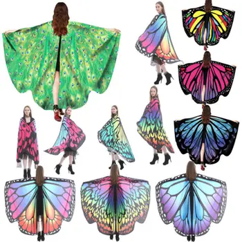 

NEW Soft Fabric Butterfly Wings Shawl Fairy 2018 New Fashion Women Ladies Nymph Pixie Costume Accessory Ponchos Costume