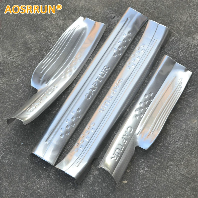 

AOSRRUN Stainless steel built-in scuff plate door sill 4pcs/set Car Accessories For Renault Captur 2014 2015