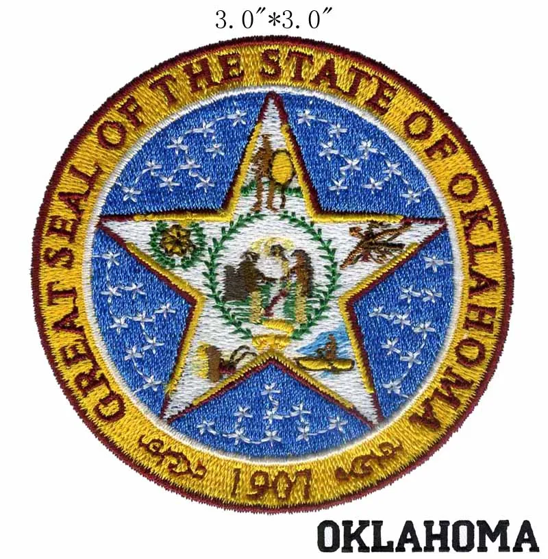 Oklahoma State Seal 3.0"wide embroidery patch for military backpack