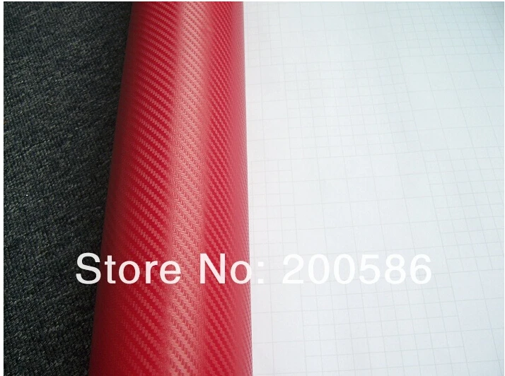 Красный 3D саржевого переплетения углеродного волокна винил с вентиляционные каналы автомобиля стикер фольга Размер 1,52x30 м/рулон
