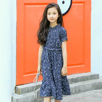 

6-16Yr Girls Dresses Floral Printing Cute Dress for Casul Party Holiday Baby Girl Clothes Kids Toddler Dresses Children Clothing