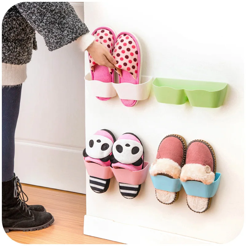 Wall Hanging Shoes Storage Holder Plastic Racks Stand Store Cabinet Door Shelter Household Living Room Rack