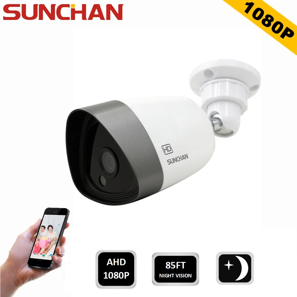 SUNCHAN 1080P AHD 2.0Megapixel Indoor Outdoor Bullet CCTV Night Security Camera