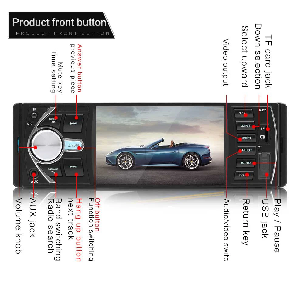 4,1 дюймов 1 DIN HD радио автомобиль MP5 MP3 плеер Поддержка Bluetooth Музыка Hands-free вызов сенсорный экран стерео радио камера