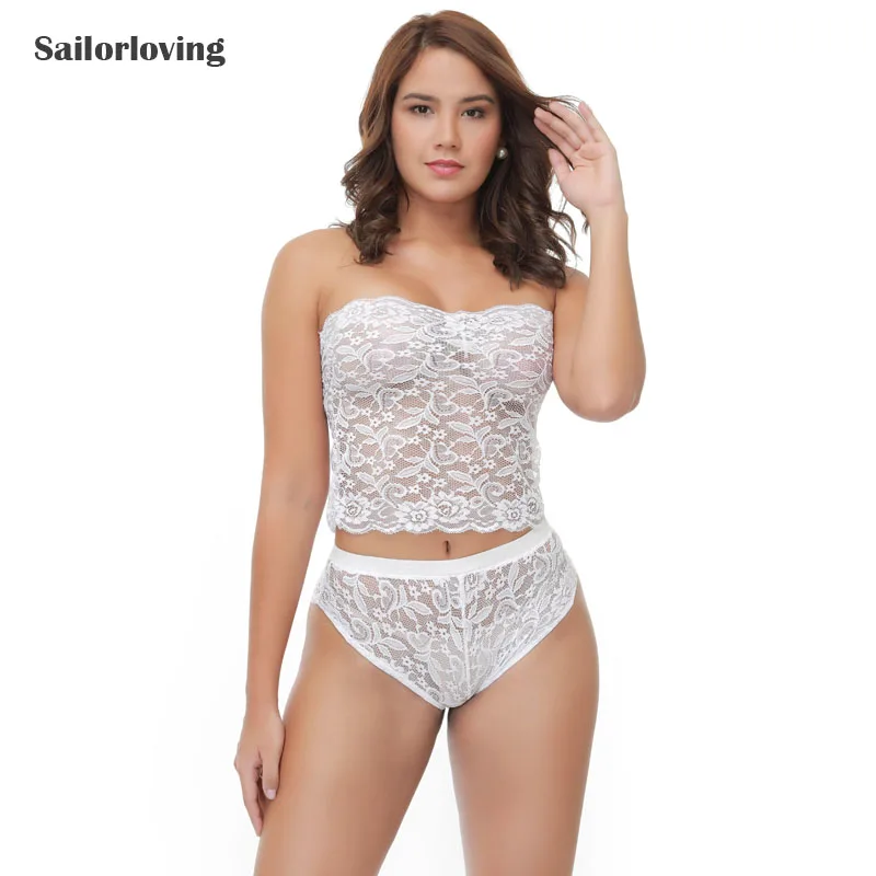 Sailor loving Новые 2 шт женские белые сексуальные кружевные трусы-плавки наборы babydoll