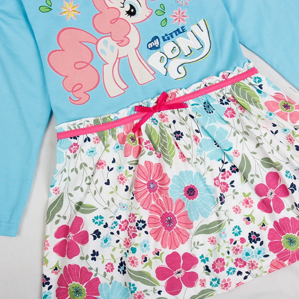 Girls Long Sleeve Dress Little pony Dress Spring Autumn Cotton Embroidered Girl Flowers for Kids Wearing Girls Dresses H6480D