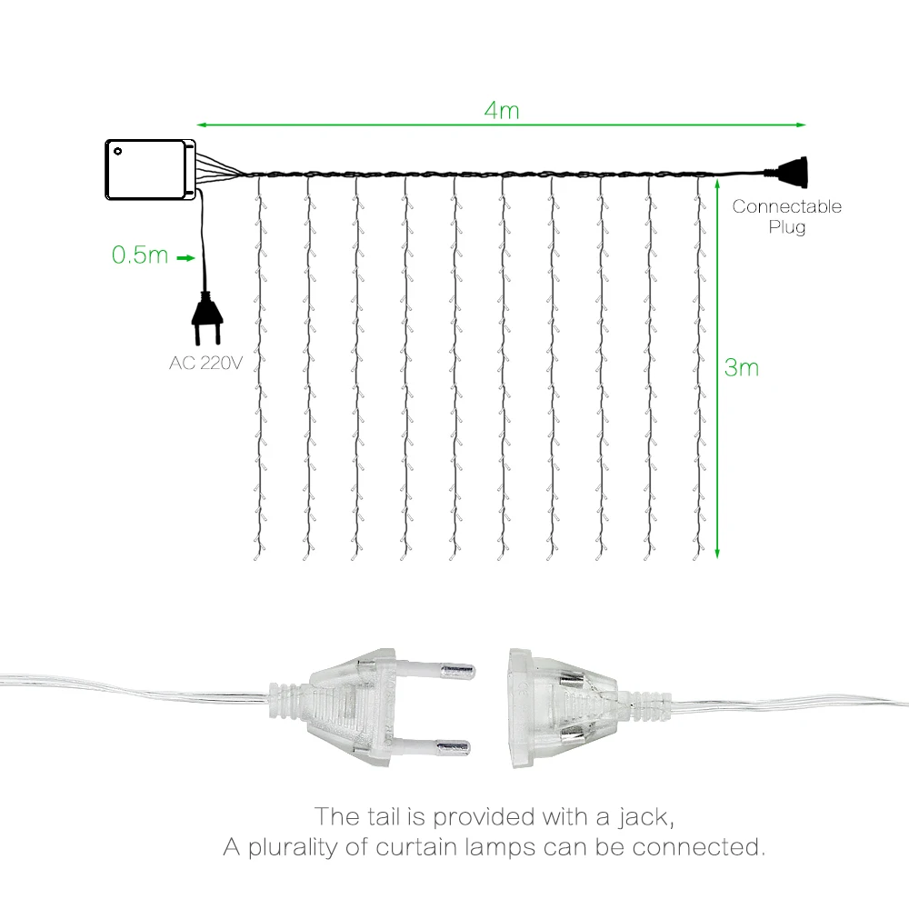 3x3 м подключаемый светодиодный светильник для занавесок мигающий Сказочный светильник s гирлянда окно 220 В 110 В Свадебная вечеринка праздник светильник ing украшение дома
