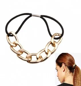 

2018 Women Girl Korean Fashion Metal Head Chain Headband Head Piece Elastic Hairband Rope Ponytail Holder Free Shipping