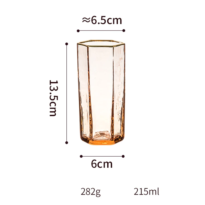 Скандинавский высококачественный шестигранный молоток в полоску с золотой оправой, бокал для вина, хрустальный бокал для шампанского, чашка для домашнего виски, бокал для воды - Цвет: M07
