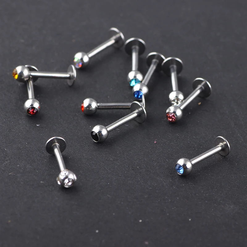 JUNLOWPY 100pcs Tragus Piercing 316L Surgical Steel lip Labret Ring Stud kits Ear Cartilage Earrings Body Jewelry Helix Piercing