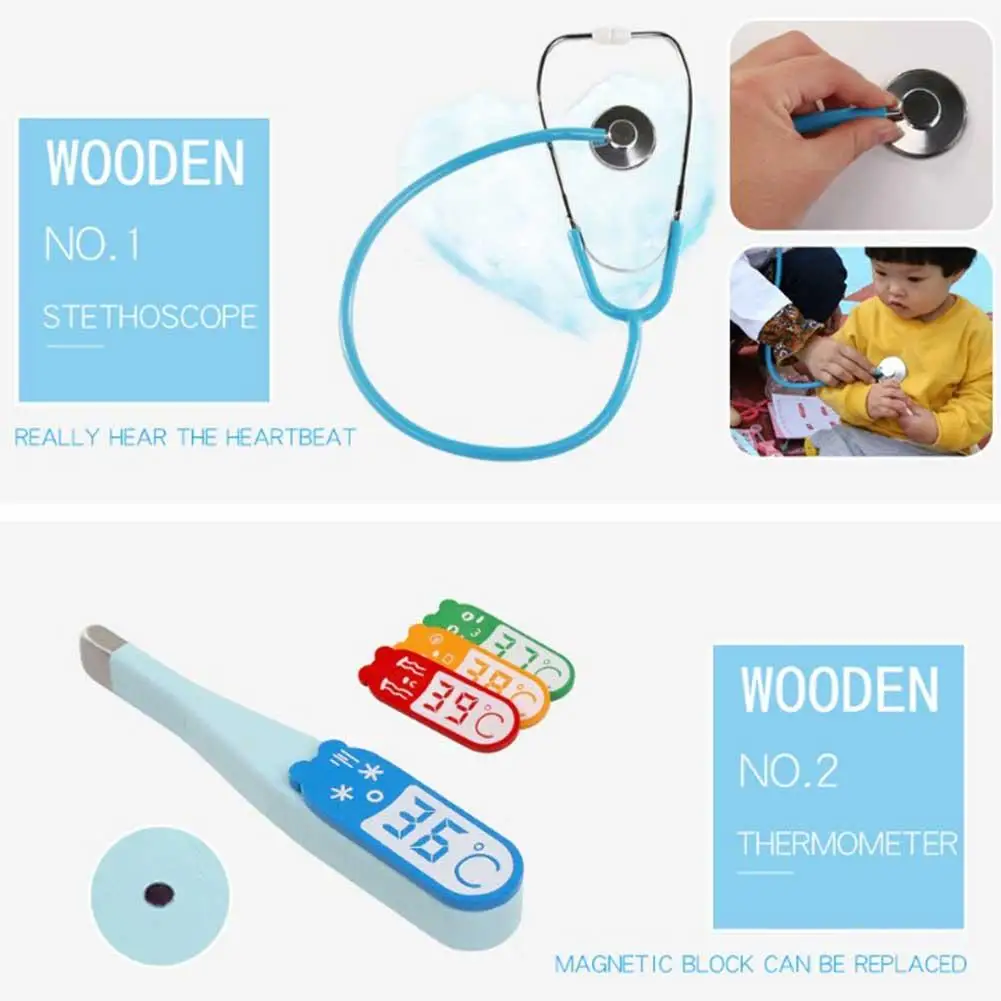 Дети Притворяться игрушка «Доктор» комплект прочный Медсестра инструмент для инъекций деревянный игрушечная аптечка крепкий подарок