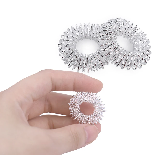 10Pcs Silver Massage Acupuncture Finger Rings Health Care Acupressure Hand Massager Pain Relief Stress Relief Help Sleep Tools