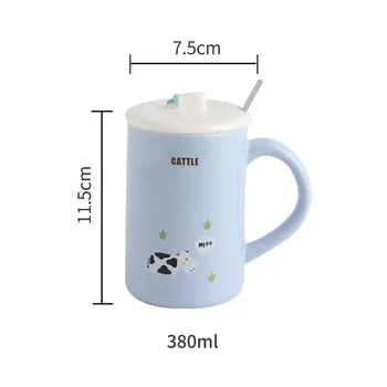 

Creative Animal Ceramic Cup Cartoon Cute Mug with Lid Spoon Breakfast Coffee Cup Student Gift 020 y