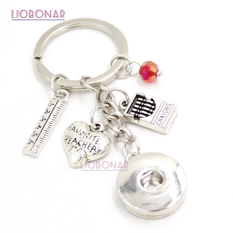 

10PCS Wholesale DIY 18mm Snap Jewelry Snap Keychain Teacher Key Chain Handbag Charm Key Ring for Teachers Gifts Bijoux