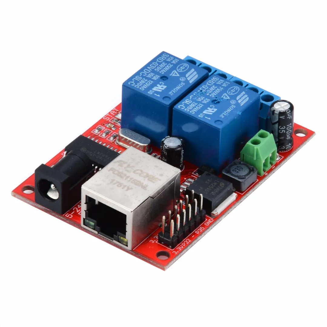 Ethernet 2-Way Delay Module Relay Network Switch TCP/UDP Controller Module WEB Server 70 x 50mm