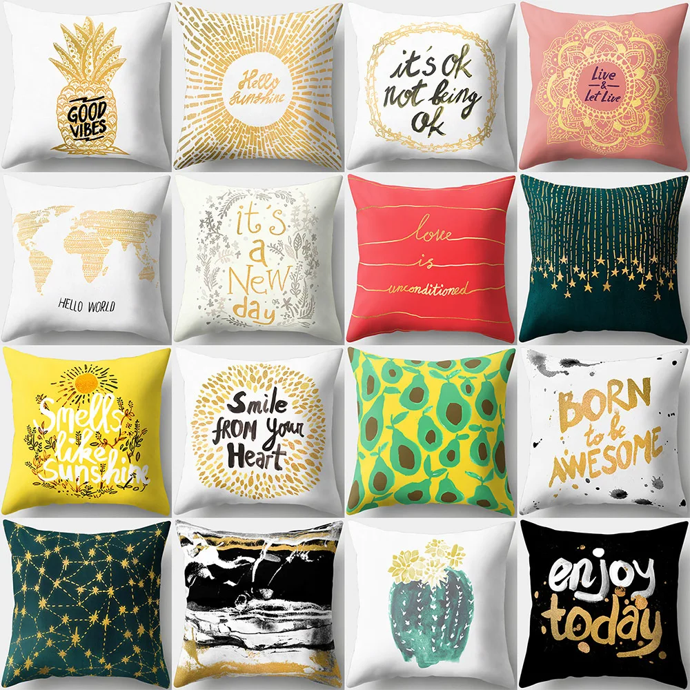 

Creative Peach Skin Cushion Cover Stars Letters Pineapple Pattern Decorative Pillow Case Sofa Car Seat Living Room Decor 45*45cm