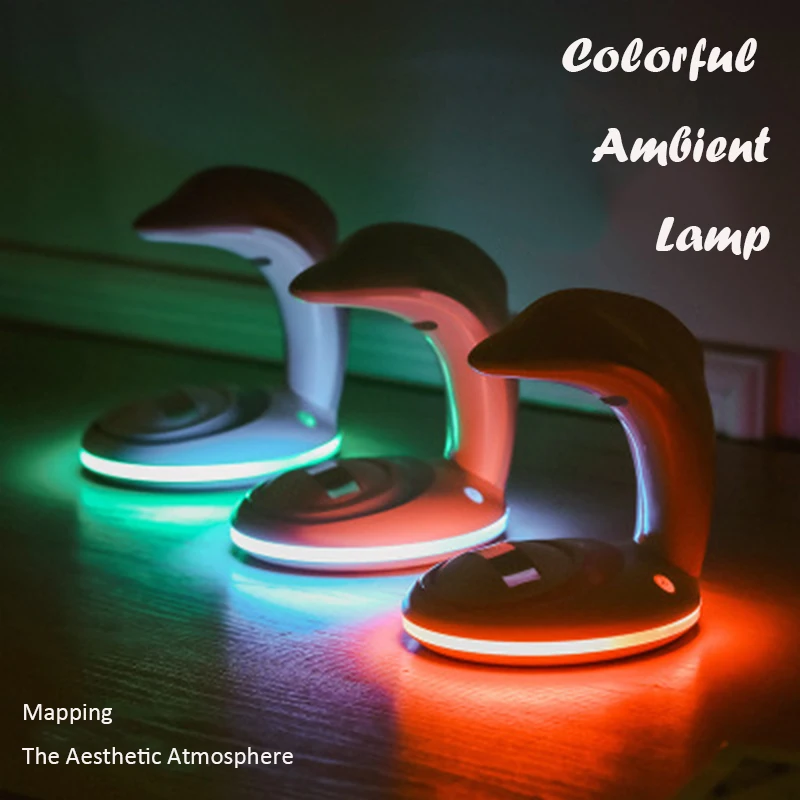 

Dolphin Rainbow Projector Party Gift INS Portable Photographic Artifacts New Creative Led Night Lamp Home Festival Present USB