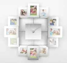 Modern Design Photo Frame Clock with 12 Pictures Large Decorative Metal Wall Clock Living Room Art Decor Horloge Murale