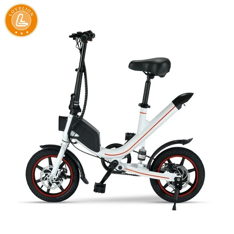 Clearance LOVELION Adult Portable Mini foldable electric bike Driving Bicycle convenient folding Small-scale ebike Black Battery bikes 0