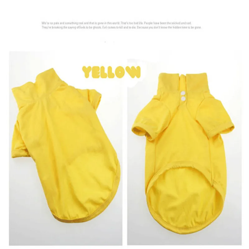 Однотонная футболка поло для домашних собак летняя одежда для домашних собак милые футболки поло с коротким рукавом для маленьких собак одежда XS-XL - Цвет: yellow