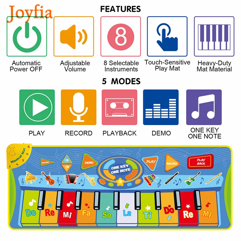 Большой размер Многофункциональный Детский музыкальный коврик пианино клавиатура Сенсорный Тип Электронный музыкальный инструмент коврик для игрушек>