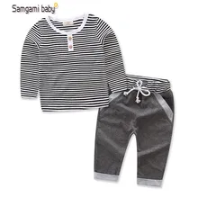 Children Boys Clothing 2017 Autumn Boys Clothes Long Sleeve Striped Cotton T Shirt +Long Pants 2PCS Set Casual Suit Kids Clothes