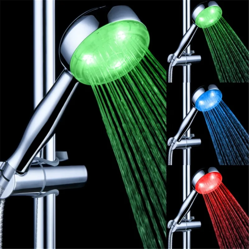 Temperature Sensor Creative 3 Color Changing LED Light Shower Head for