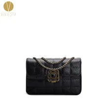 Натуральная кожа стеганая винтажная сумка на ремне Женская Дамская элегантная известная марка сумка через плечо Сумочка-Багет цепочка для сумки