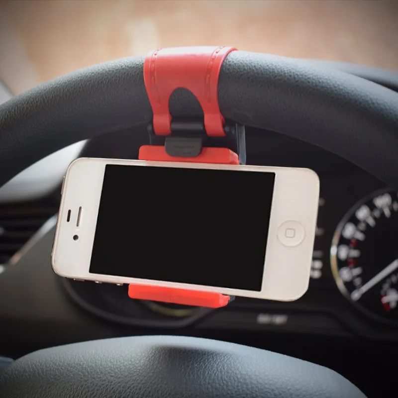 

Car Phone Holder Mounted on Steering Wheel Cradle Smart Mobile Phone Clip Mount Holder Rubber Band For All phone Car accessories