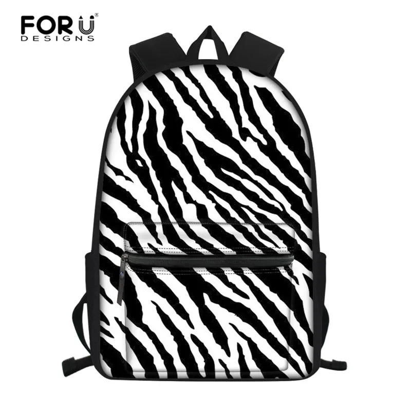 

FORUDESIGNS Children Kids School Bags Boy Girls Zebra Print School Backpack For Teenage College Women Schoolbag High Student Bag