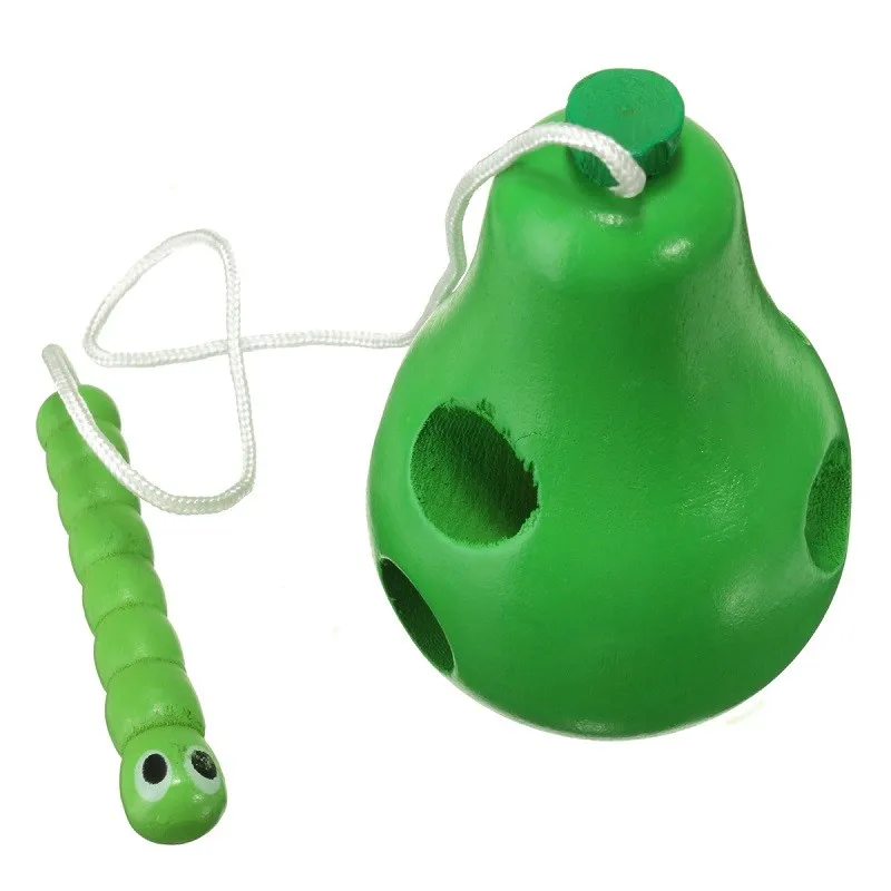 JIMITU деревянные развивающие детские игрушки с фруктами, обучающих нитей для детей, развивающая игрушка для укуса - Цвет: Pear