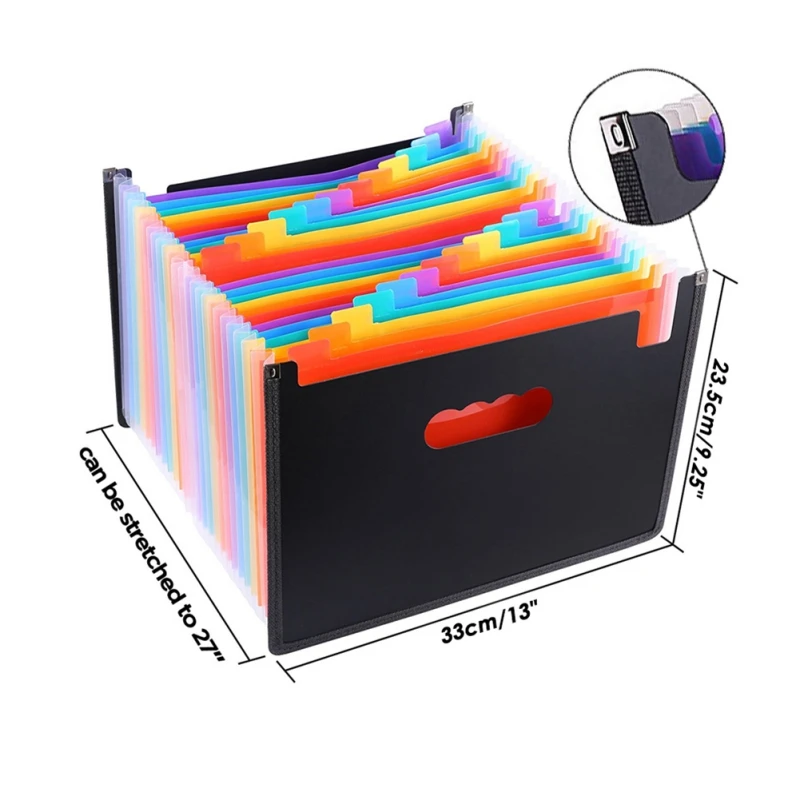 

A4 Paper Organizer Rainbow Organ Business File Portable 24 Pockets Expanding File Folder Document Holder Storage Bag Office
