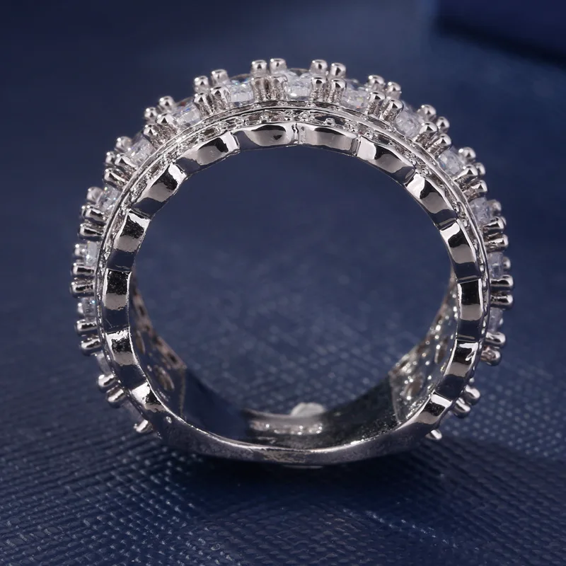 Горячие S925 чистого серебра, инкрустированные циркониевые ювелирные изделия классический европейский и американский популярное кольцо