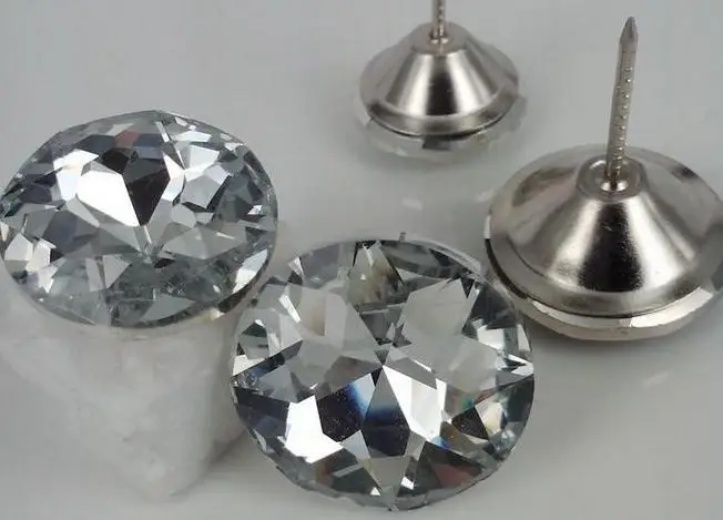 

wholesale 30mm crystal pin button Sofa button 200pcs/lot furniture Satellite drill nail crystal buttons , Stone Flower button