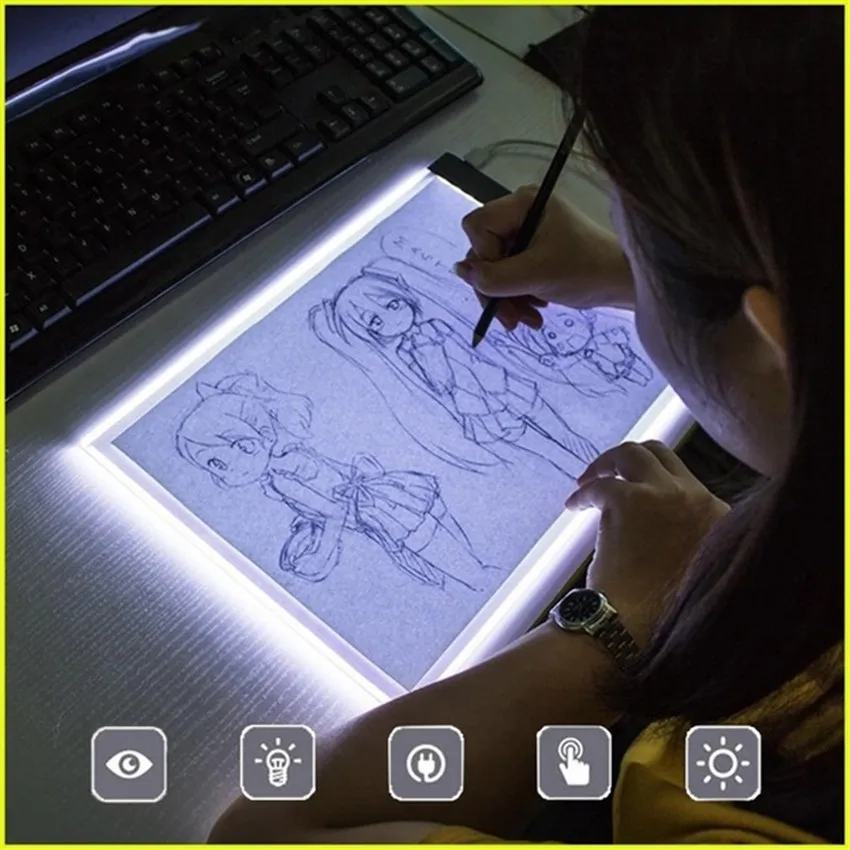 

Portable A4 LED Light Painting Copy Pad Montessori Kids Drawing Tracing Board Toy Copy Tracing Pad Adjustable Light for Child