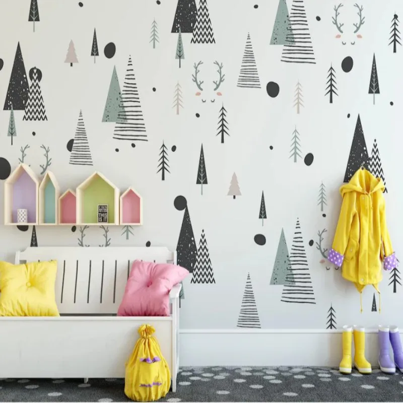 Modern minimalist Nordic abstract geometric personality children room background wall Modern minimalist Nordic abstract geometric personality children room background wall