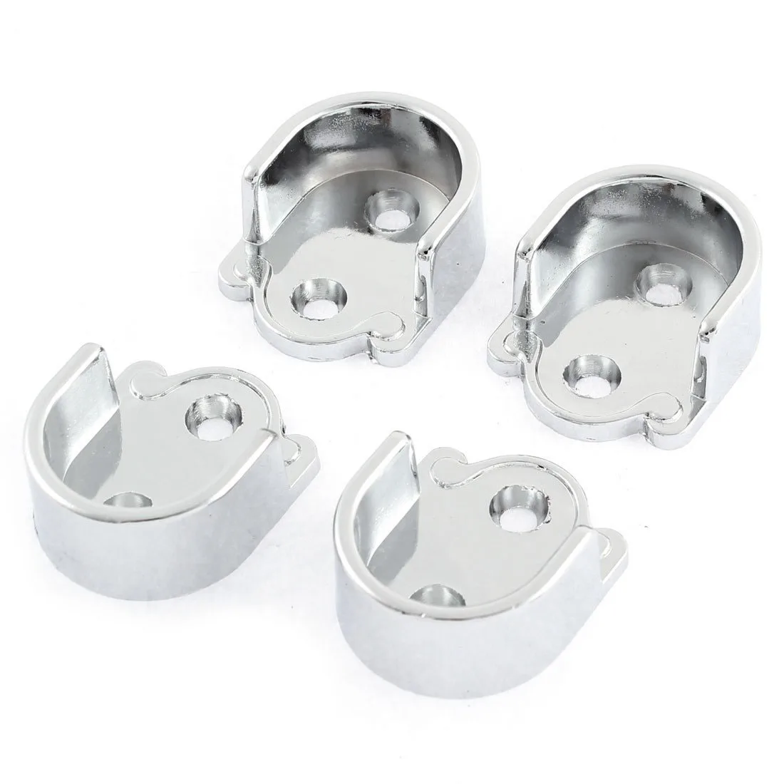 

25mm Dia Clothes Closet Rod Flange Holder Bracket Silver Tone 2 Pairs