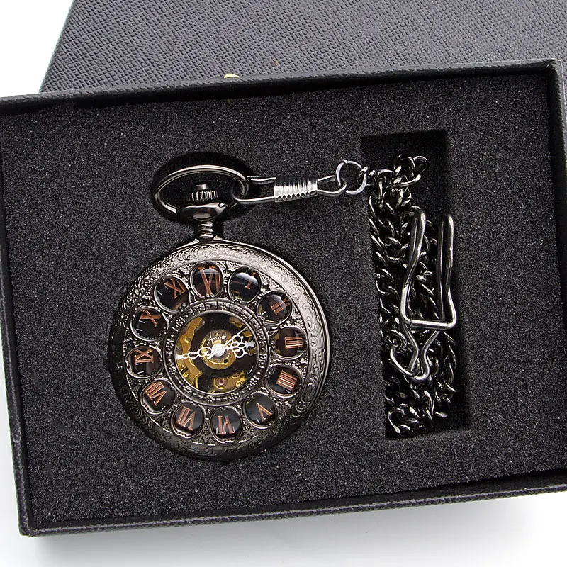 Новые Модные полые цветок Защита от солнца дизайн скелет механические карманные часы с цепочкой подарок для мужчин женщин