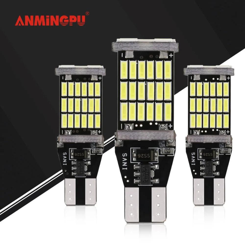 ANMINGPU 2x супер яркие 10 Вт сигнальные лампы W16W светодиодные 4014SMD T15 Canbus для
