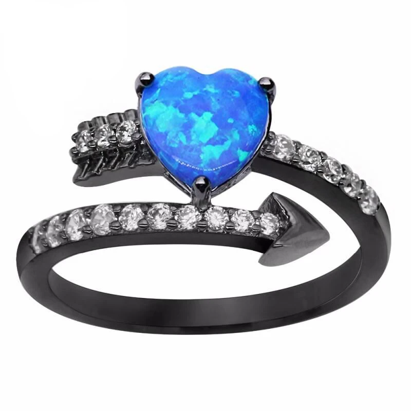 new arrival Heart Shape colorful Rings For Women Wedding men Black Gold Filled Ring