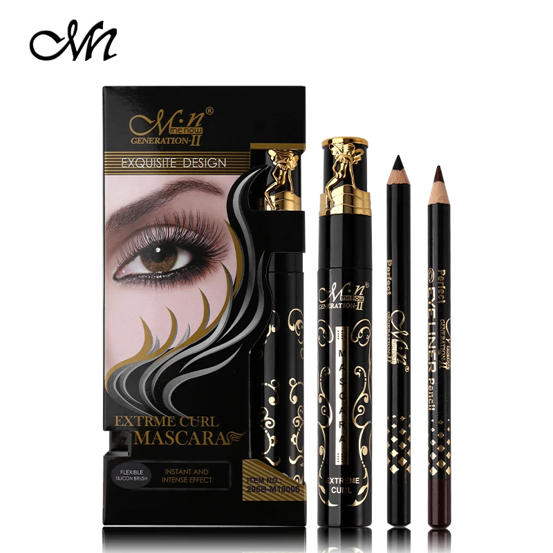 3PCS/SET Menow Eye Makeup Set Black Mascara Waterproof + Black & Brown