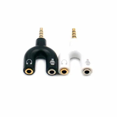 30PCS LOT 3 5mm Splitter Stereo Plug U shape Stereo Audio Mic Headphone Earphone Splitter Adapters for Smartphone MP3 MP4 Play