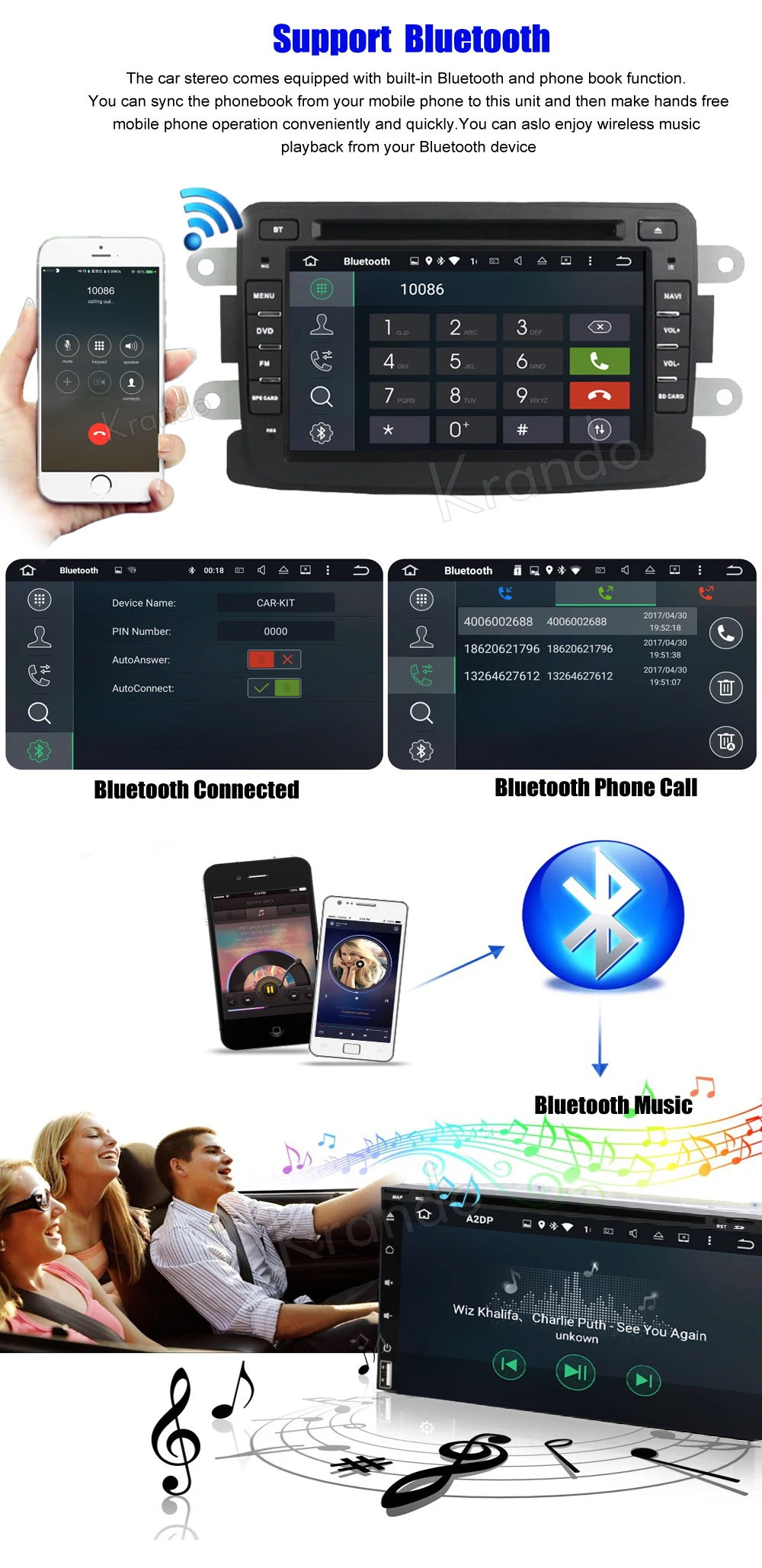 Top Krando 7" Android 8.0 car navigation multimedia system for RENAULT DUSTER audio radio gps dvd player WIFI 3G DAB+ 3