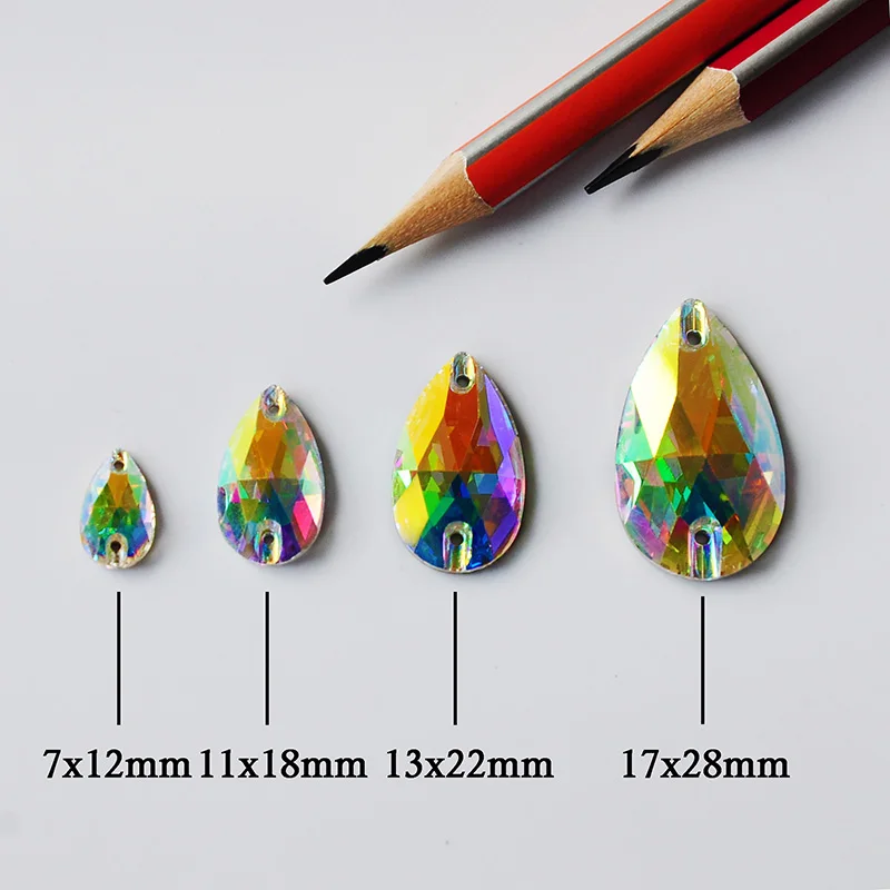 

K9 Sew On #3230 All Sizes AB Drop Strass Sew On Rhinetones Flatback Teardrop Sewing Crystal Dress Clothing Making