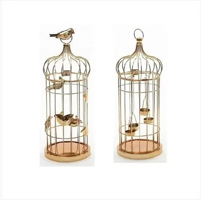 

Creative gold iron hollow relief bird cage ornaments cages crafts home storage shelves