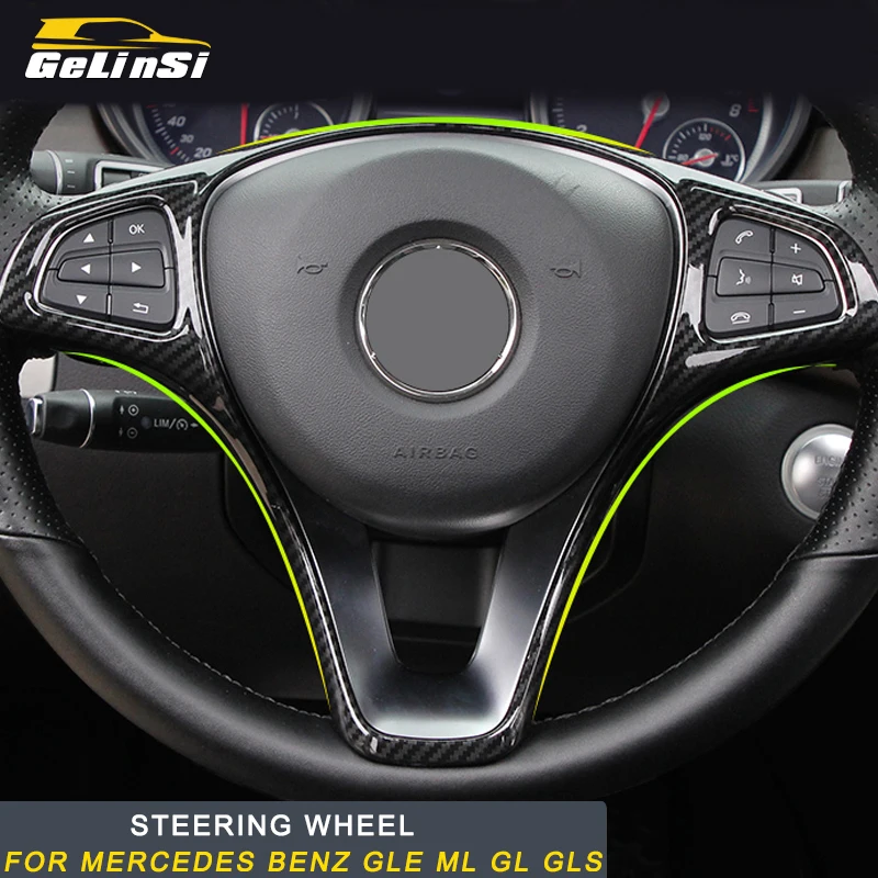 

Gelinsi For Mercedes Benz GLE ML GL GLS Auto Car Steering Wheel Panel Trim Cover Sticker Frame Chrome Interior Accessories