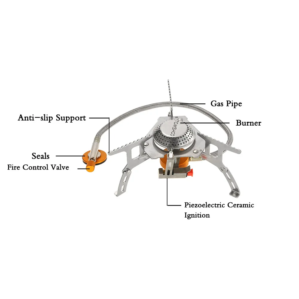 TOMSHOO газовая плита для кемпинга+ 9 пластин ветровое стекло+ газовый картридж адаптер для Плиты Набор посуды горелки
