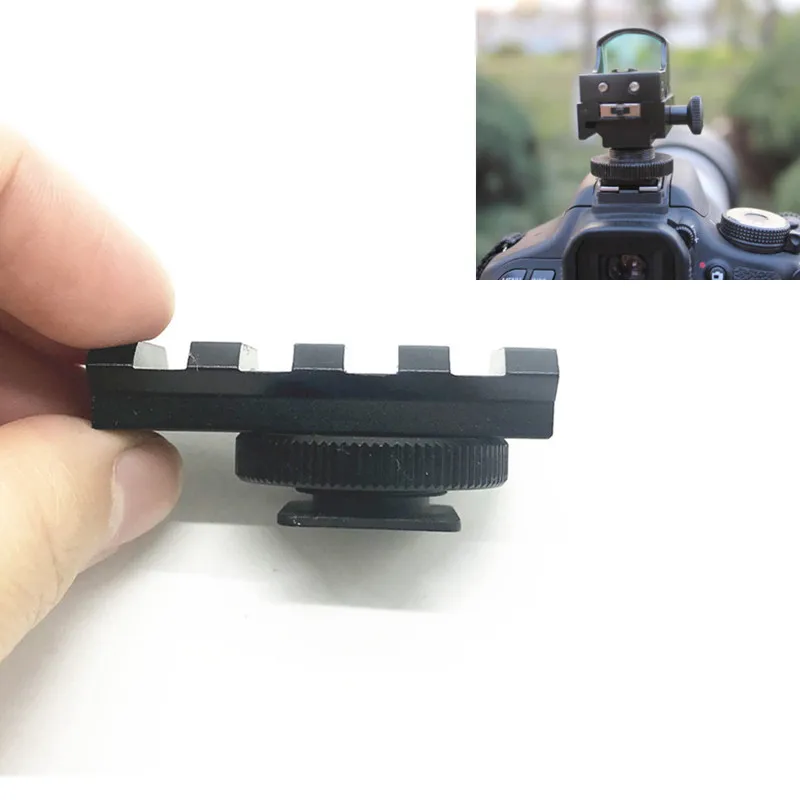 

Aluminum DSLR Camera Flash Hot Shoe 20mm Rail Picatinny Mount Adapter for Red Dot View Finder & Optics Scope Sight